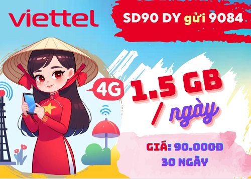 Gói cước SD90 Viettel: Chỉ 90.000đ có ngay 45GB DATA tốc độ cao