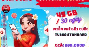 Gói cước 3TV95k Viettel: Có 1.5GB mỗi ngày, miễn phí TV360, dùng 3 tháng