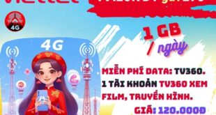 Gói cước TV120K Viettel: Ưu đãi 1GB mỗi ngày, Xem TV360, Euro 2024 thả ga