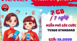 Gói cước TV35K Viettel: Có ngay 7GB, dùng TV360 thả ga, 1 tuần sử dụng