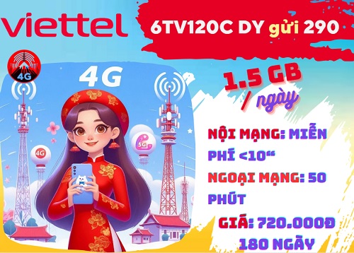 Gói cước 6TV120C Viettel nhận 270GB data, gọi di động và giải trí cùng TV360 thả ga