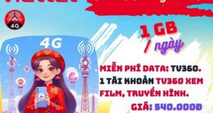 Gói cước 6TV90C Viettel: Có 1GB mỗi ngày, gọi nội mạng - ngoại mạng, dùng 180 ngày