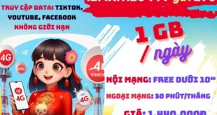 Gói cước 12MXH120 Viettel: Lướt TikTok, Facebook, Youtube, dùng 1 năm