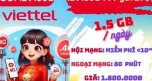 Gói cước 12V150B Viettel: Có 2GB mỗi ngày, gọi nội mạng và ngoại mạng, dùng 1 năm