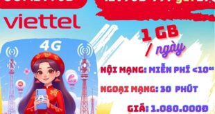 Gói cước 12V90B Viettel: Ưu đãi 1 GB mỗi ngày, gọi thả ga, dùng 1 năm