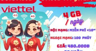 Gói cước 3V160B Viettel miễn phí gọi 3 tháng kèm ưu đãi 360GB data, dùng 90 ngày