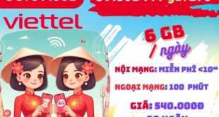Gói cước 3V180B Viettel: 6GB mỗi ngày, gọi thả ga, chu kỳ 90 ngày