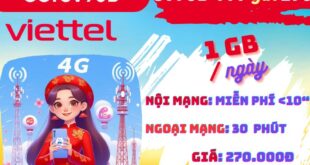 Gói cước 3V90B Viettel: Gọi thả ga, 1 GB mỗi ngày, dùng 3 tháng