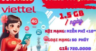 Gói cước 6V120B Viettel: Có 1.5GB, gọi thả ga, dùng 6 tháng