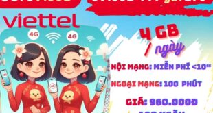 Gói cước 6V160B Viettel: Có 4GB mỗi ngày, gọi thả ga, dùng 180 ngày