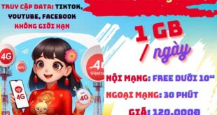 Gói cước MXH120 Viettel: Có 1GB mỗi ngày, gọi thả ga, dùng 30 ngày