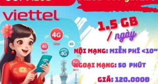 Gói cước V120B Viettel: Có 45GB, gọi thả ga, dùng 30 ngày