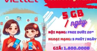 Gói cước 180N Viettel: Có ngay 5GB mỗi ngày, gọi thả ga, dùng 6 tháng