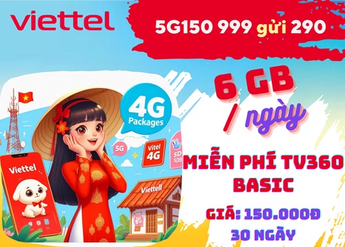 Gói cước 5G150 Viettel có ngay 8GB mỗi ngày, dùng tốc độ 5G 