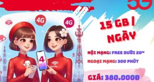 Gói cước 5G380B Viettel: 15GB/ngày, gọi nội mạng, ngoại mạng dùng tốc độ 5G